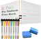2 Pack 9"X12" Dry Erase Boards, Double Sided Small Whiteboards with Lines for Kids, Students, Education Teacher Classroom, Mini Portable Drawing Learning Lapboards with 8 Colors Pens, 2 Erasers